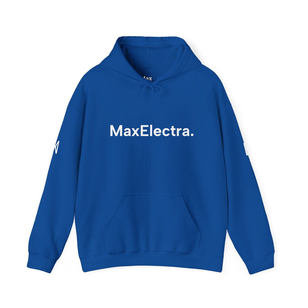 MaxElectra Logo Hoodie — Minimal Black Streetwear Pullover