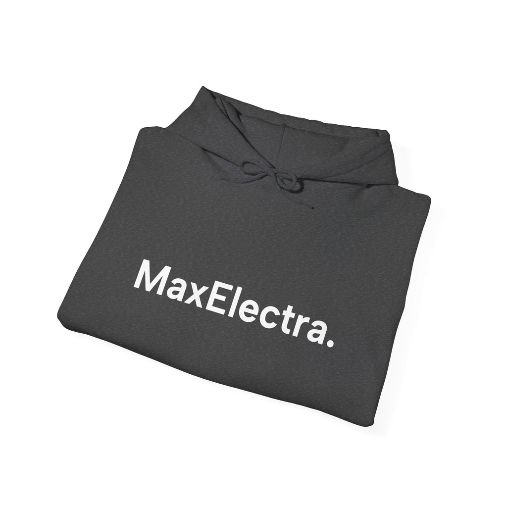 MaxElectra Logo Hoodie — Minimal Black Streetwear Pullover